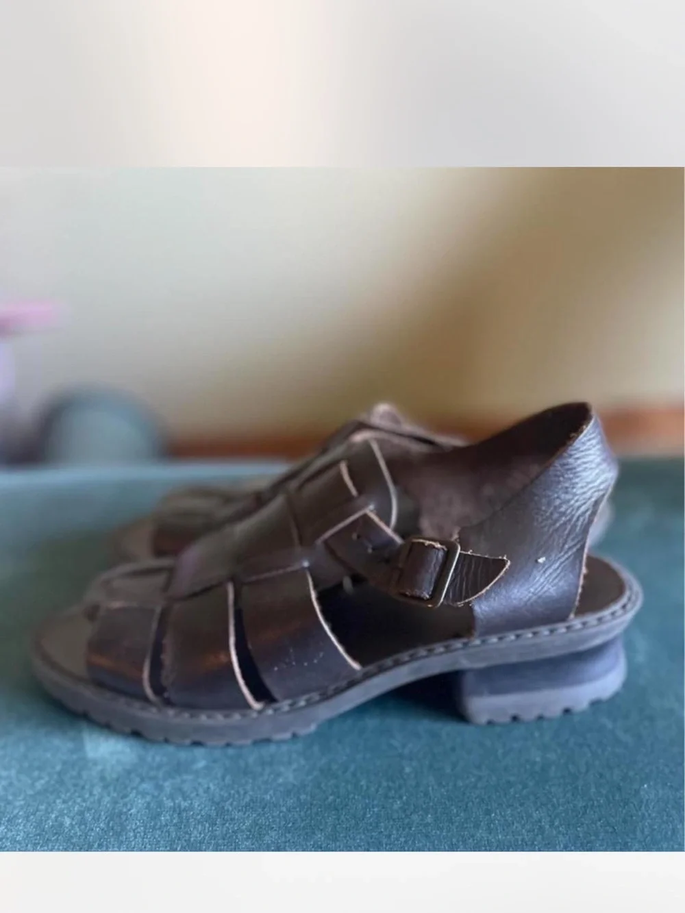 MIA Black Woven Leather Fisherman Sandals with Buckle Y2K